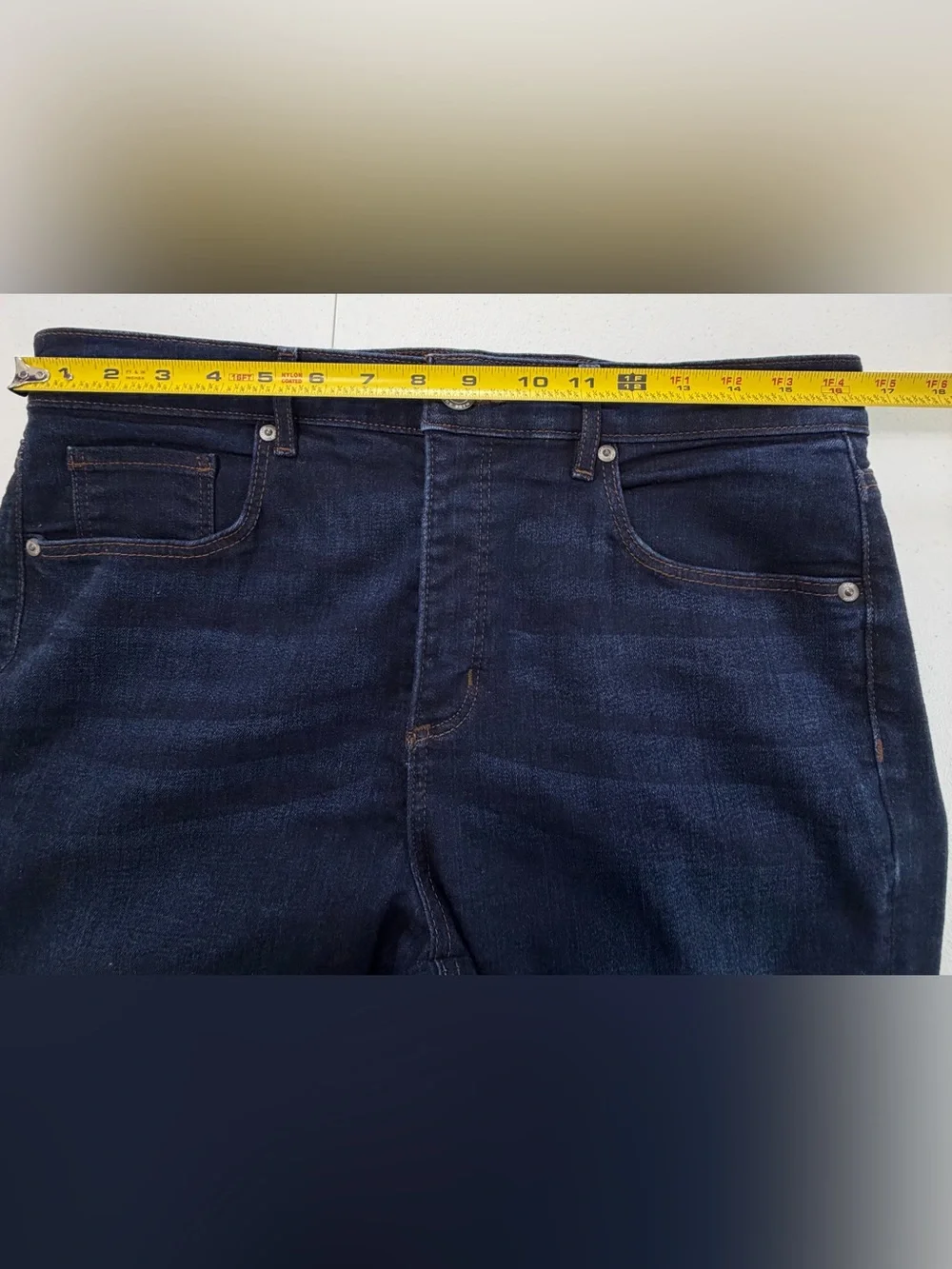 LOFT Made & Loved Dark Wash Skinny Jeans High Rise Faux Tortoise Button Hem